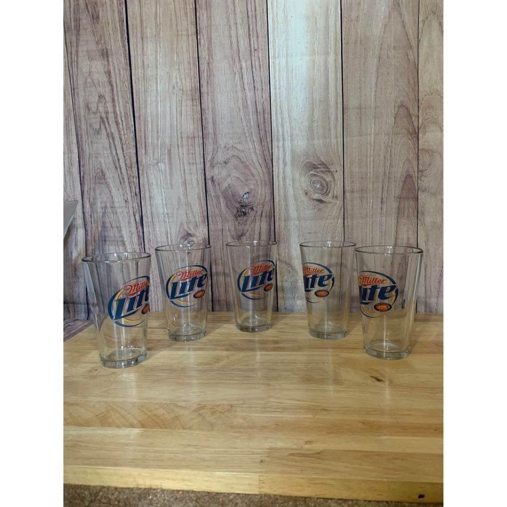 Set of 5 6” Miller Lite Beer Glasses
